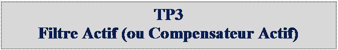 Zone de Texte: TP3 
Filtre Actif (ou Compensateur Actif)
